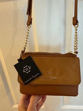 Nanette Lepore Brown/Tan Crossbody Bag with Gold Chain